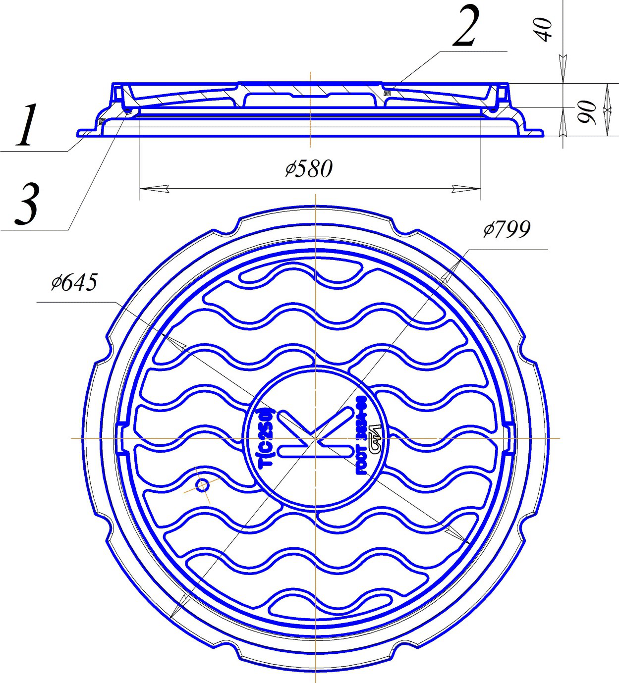 Люк чугунный Т (С250) \" К\" ГОСТ 3634-99 с пазом под резиновую прокладку ...