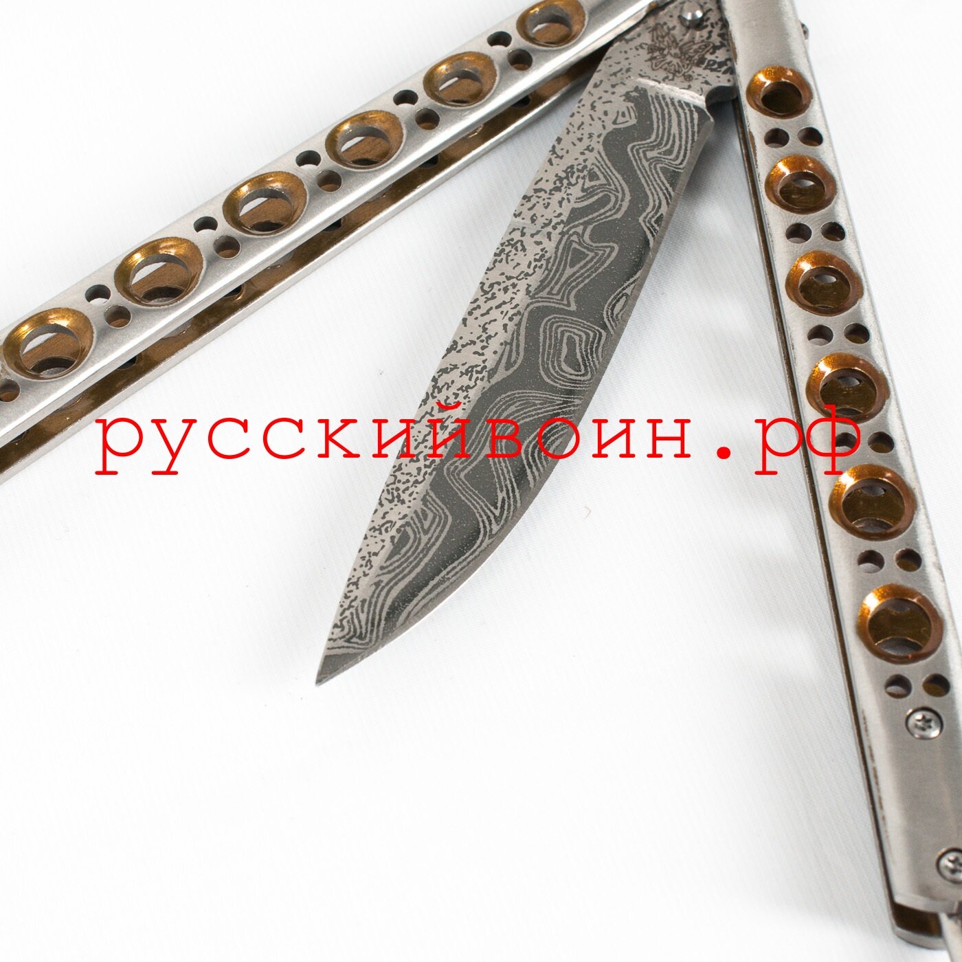 Нож-бабочка Дамасск Gold