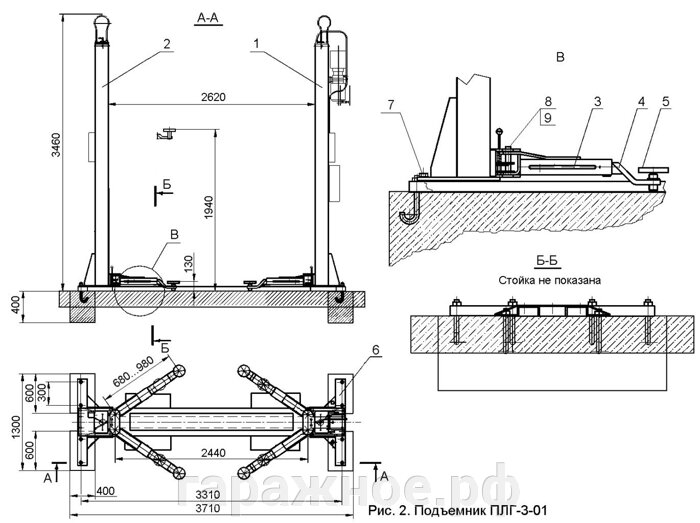 Двустоечны подъемник ПЛГ-3-01