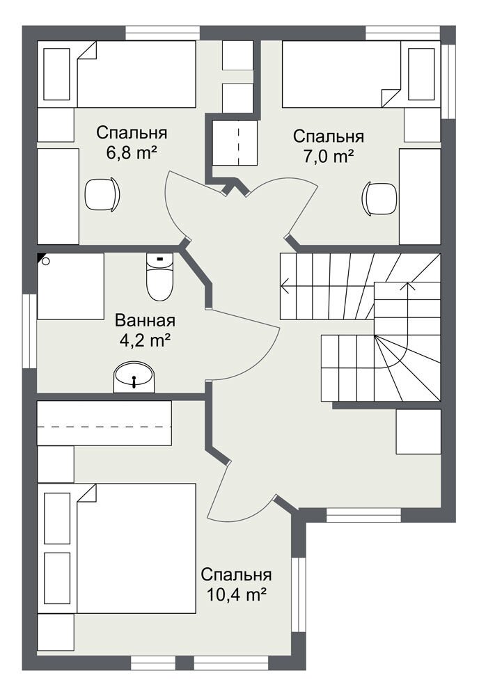 Планировка второго этажа финского каркасного дома Содвик