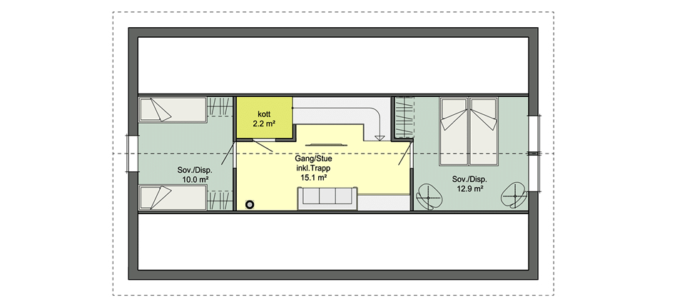 Планировка лофта каркасного дома Смарт 4С