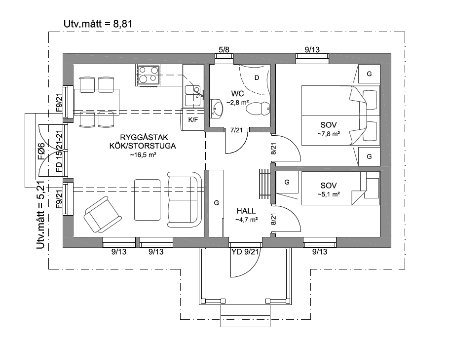 Худихус AGÖ 23-46 планировка каркасного дома