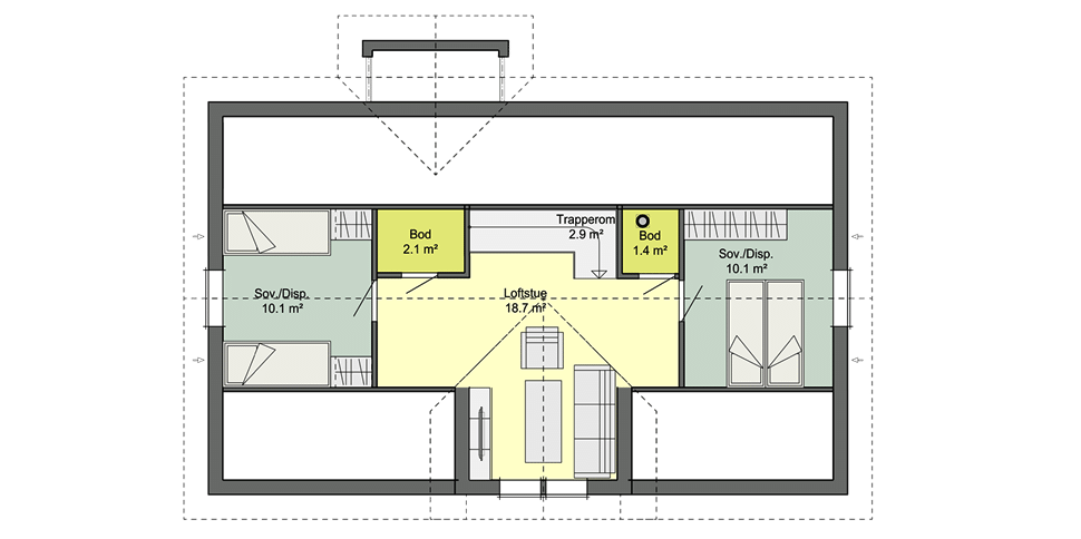Планировка мансардного этажа каркасного дома Смарт 7В