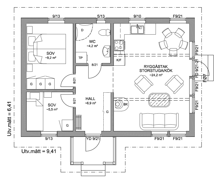 Худихус AGÖ 23-60 планировка каркасного дома