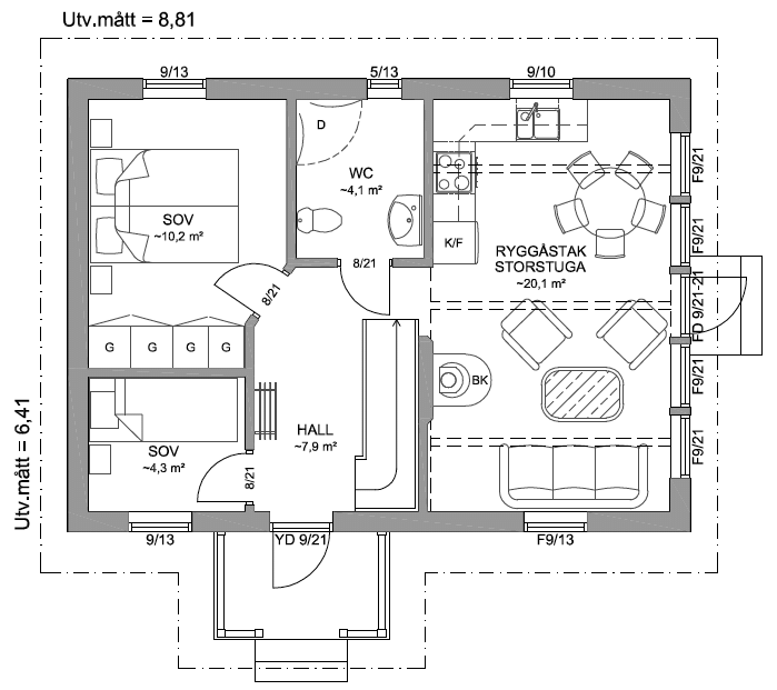 Худихус AGÖ 35-56 планировка каркасного дома