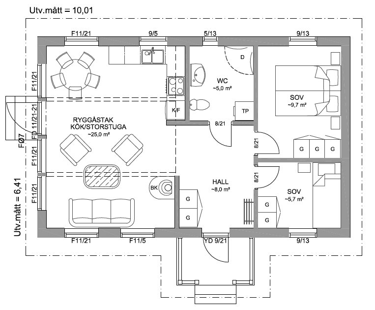 Худихус AGÖ 23-64 планировка каркасного дома