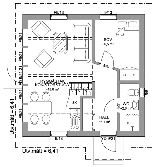 Худихус AGÖ 35-41 планировка каркасного дома