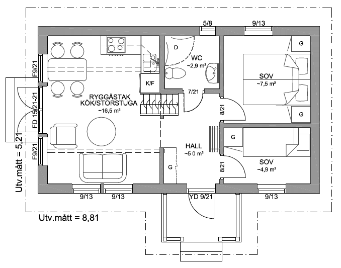 Худихус AGÖ 35-46 планировка каркасного дома
