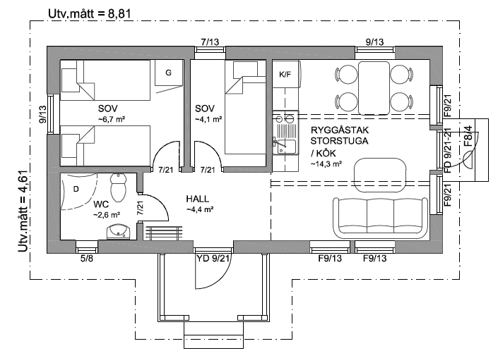 Худихус AGÖ 23-41 планировка каркасного дома