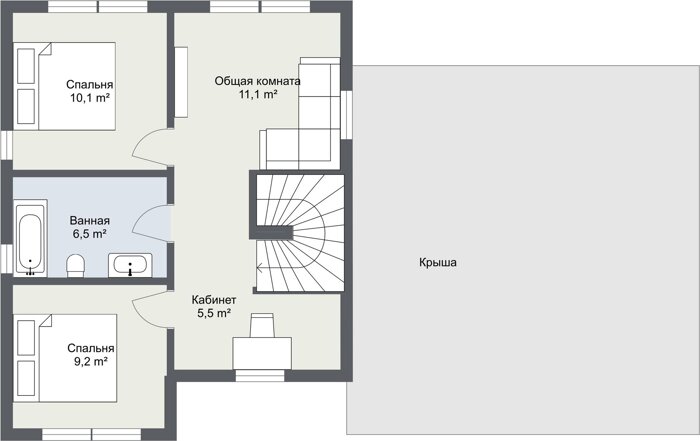 Планировка 2 этажа каркасного финского дома Нуланд