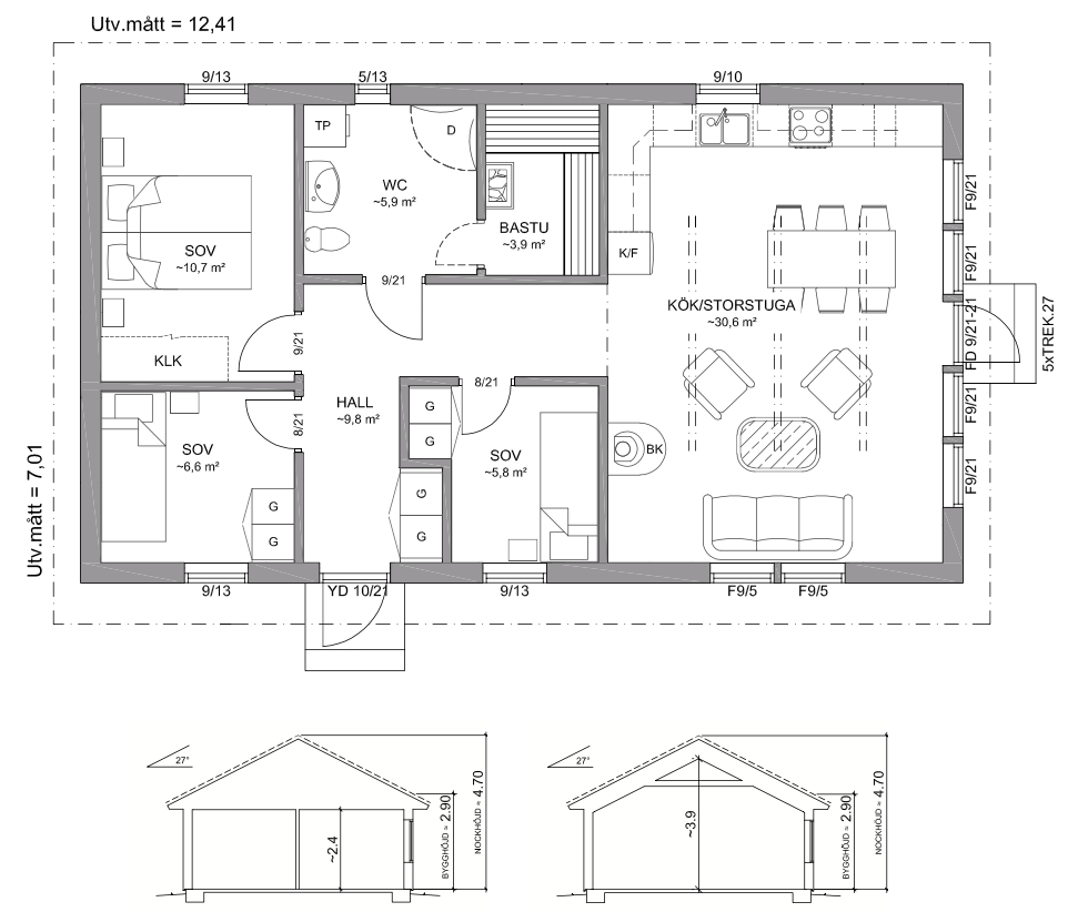 Худихус AGÖ 27-87 планировка каркасного дома