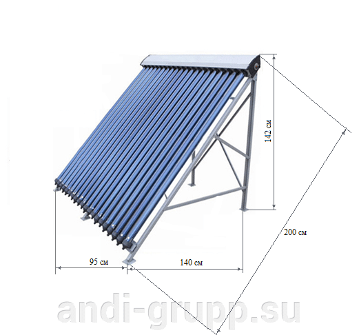 Размеры солнечного вакуумного коллетора SCH-12