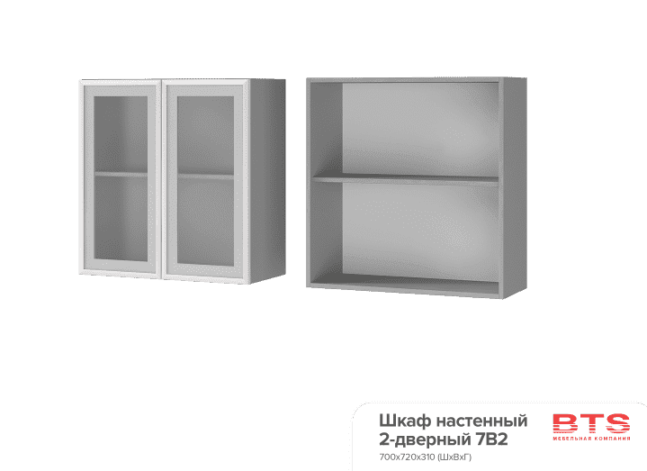 Шкаф настенный 2-дверный со стеклом Титан 7В2