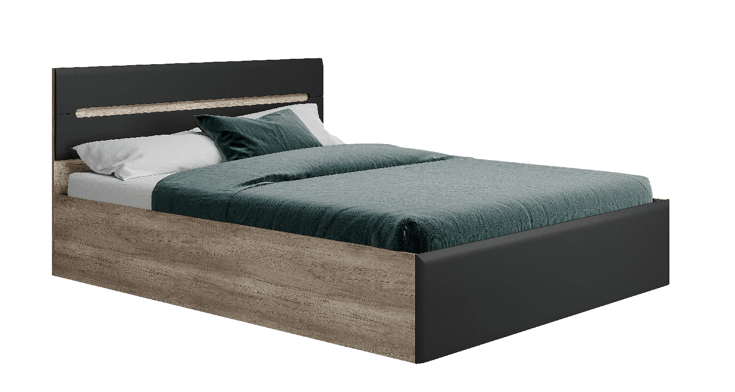 Кровать с латами Наоми КР-11 160х200, дуб каньон/графит