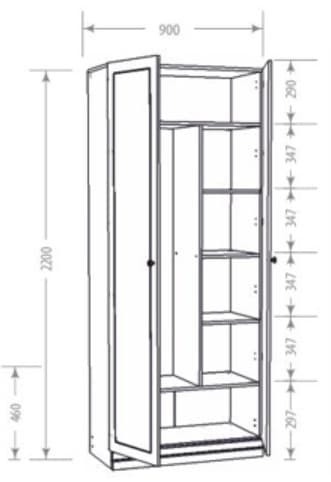 ШК2 (Шкаф двухдверный) ШхВхГ 90х220х45 см
