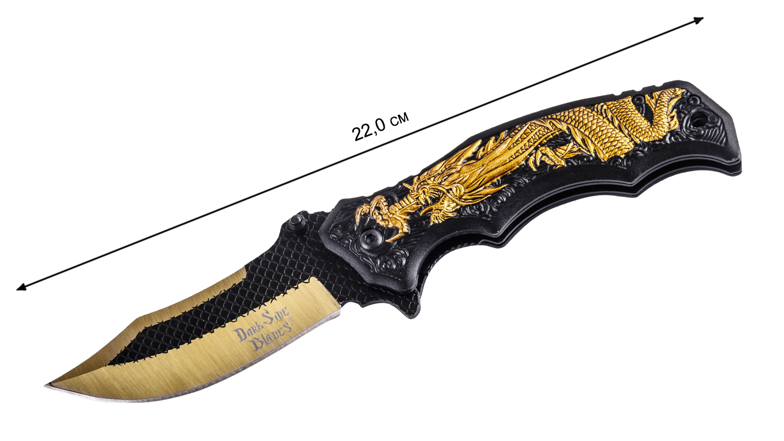 Купить нож с драконом Dark Side Blades Spring Assisted DS-A058 Gold в интернет-магазине Военпро
