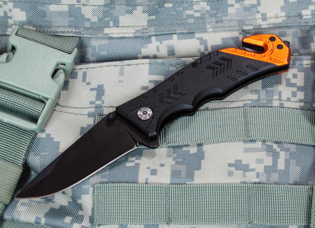 Купить тактический нож со стеклобоем Rescue Folder Black Blade в военторге Военпро