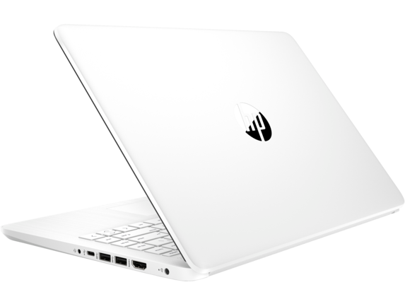 19C2 - HP 14-inch Laptop PC (14, Snowflake White, no ODD, no FPR) Rear left facing