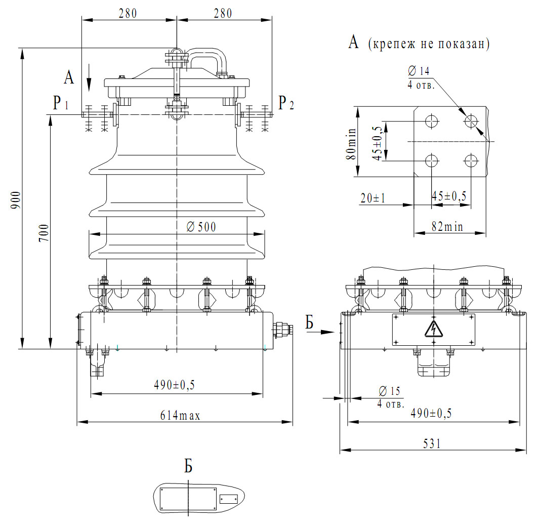 Чертеж трансформатора ТФЗМ-35 А (ТФЗМ-40,5 I)