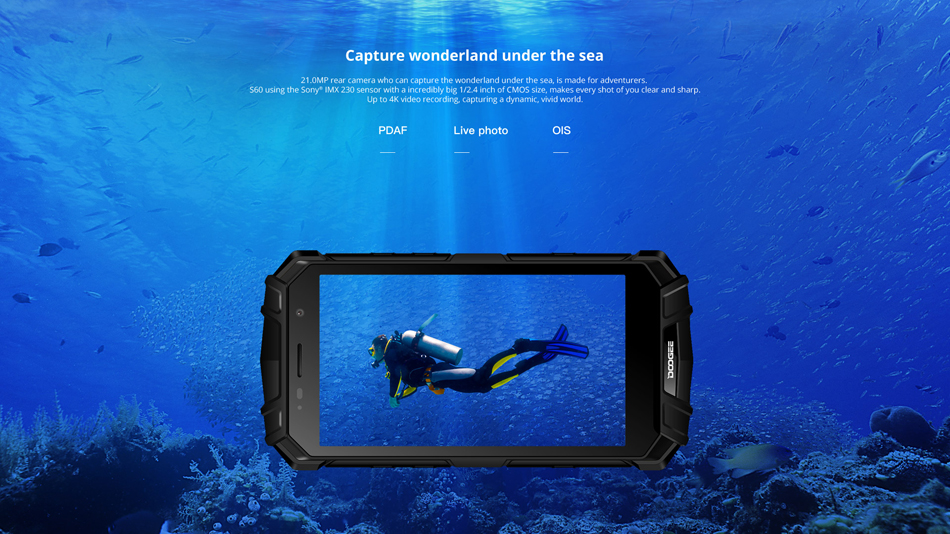 DOOGEE S60 5.2 дюймов Sharp IP68 6GB RAM 64GB ПЗУ MTK Helio P25 Octa Core 2.5GHz 5580MAh 4G Смартфон