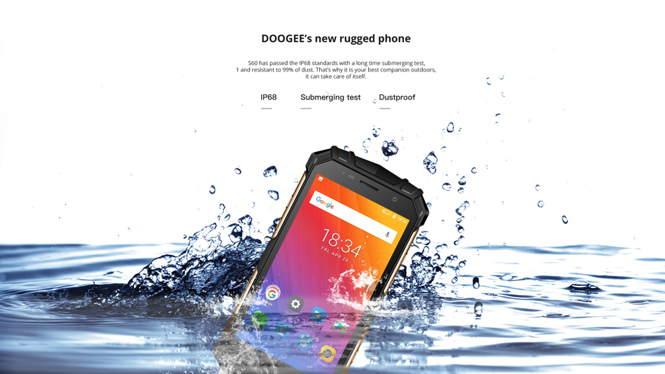 DOOGEE S60 5.2 дюймов Sharp IP68 6GB RAM 64GB ПЗУ MTK Helio P25 Octa Core 2.5GHz 5580MAh 4G Смартфон