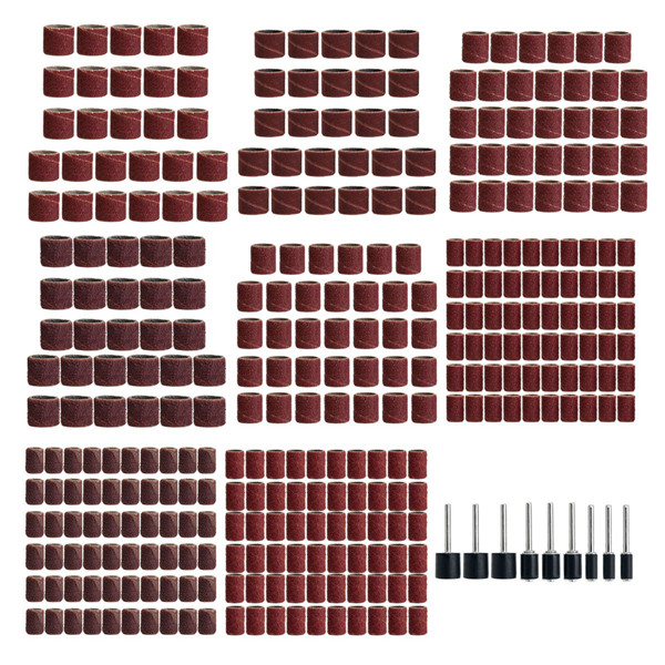 338pcs 3/8 1/4 1/2 шлифовальные ленты барабаны гильз 60 120 320 зернистости шлифовального барабана