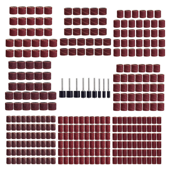 338pcs 3/8 1/4 1/2 шлифовальные ленты барабаны гильз 60 120 320 зернистости шлифовального барабана