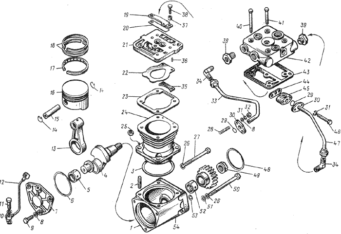 Компрессор ямз 238 двухцилиндровый схема