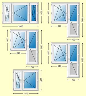 Типовые оконные блоки и их размеры
