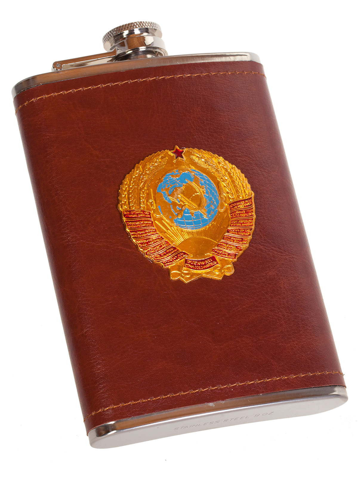 Купить крутая карманная фляжка с металлической накладкой Герб СССР онлайн с доставкой