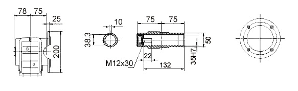 Размеры мотор-редуктора KAF47 (фланец / полый вал)