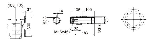 Размеры мотор-редуктора KAF77 (фланец / полый вал)