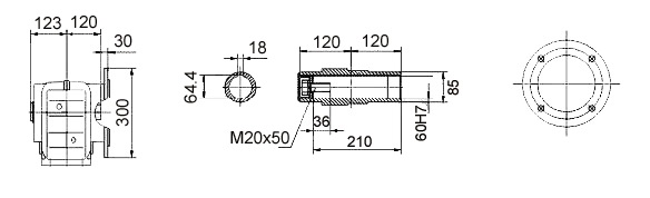 Размеры мотор-редуктора KAF87 (фланец / полый вал)