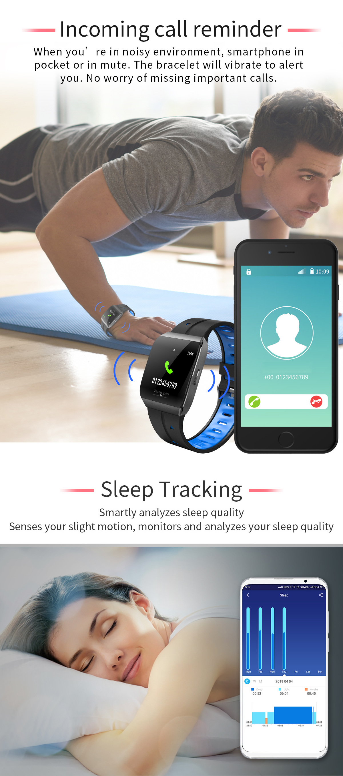 XANES® X1 1,3-дюймовый цветной сенсорный экран IP68 Водонепроницаемы Smart Watch Секундомер Фитнес Спортивный браслет - фото 6