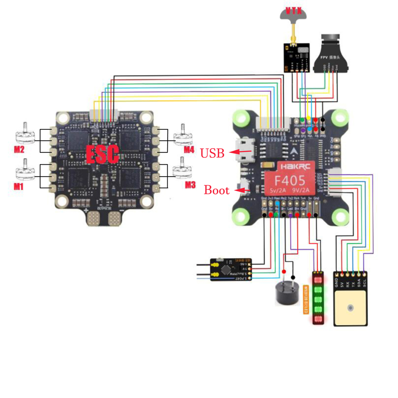 HAKRC Flytower F405 30,5x30,5 мм и 50A 4IN1 3-6S ESC для RC Дрон - фото 6