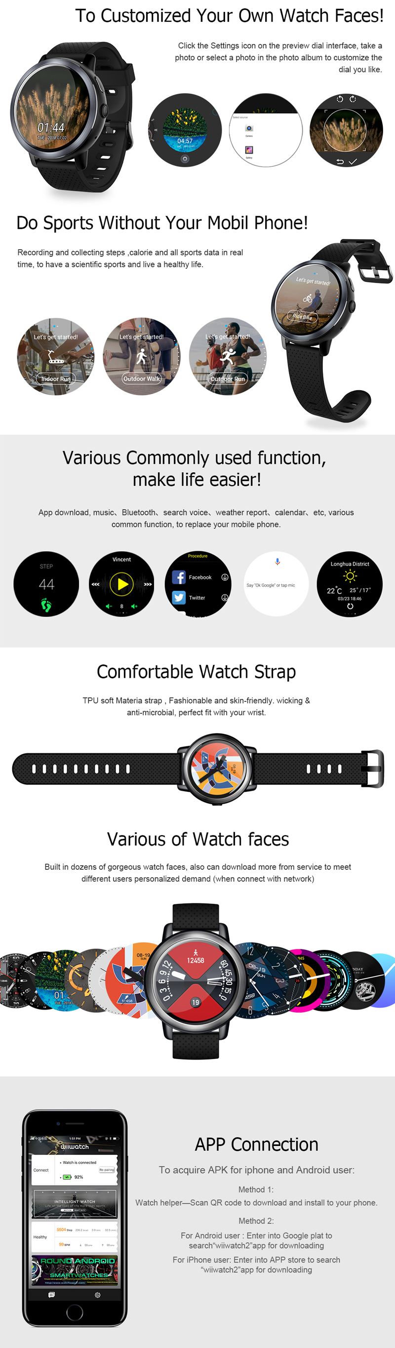 JSBP Z29 4G 3 + 32G GPS WI-FI 2MP HD камера Watch Phone 1.39 '' Full Screen Водонепроницаемы Фитнес Smart Watch - фото 2
