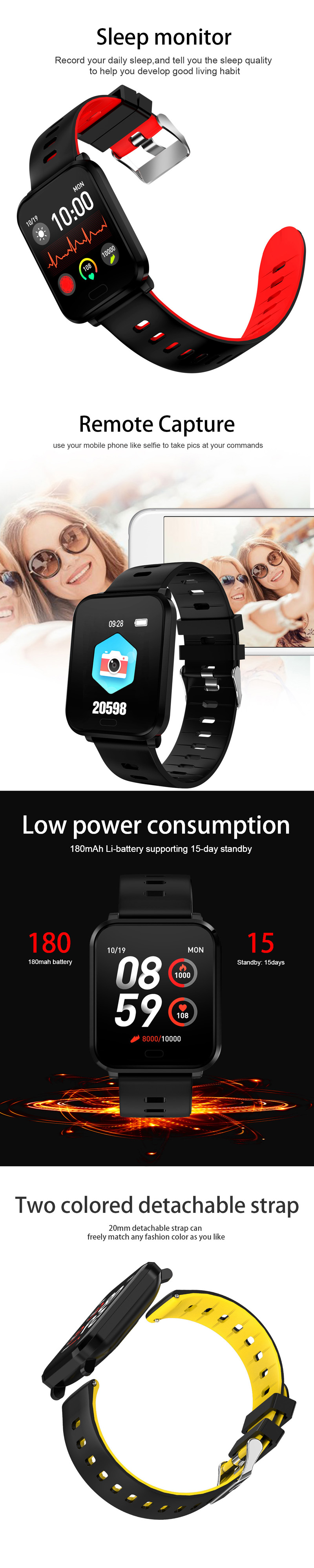 XANES K10 1,3-дюймовый цветной сенсорный экран Водонепроницаемы Smart Watch Несколько спортивных браслет Фитнес - фото 4