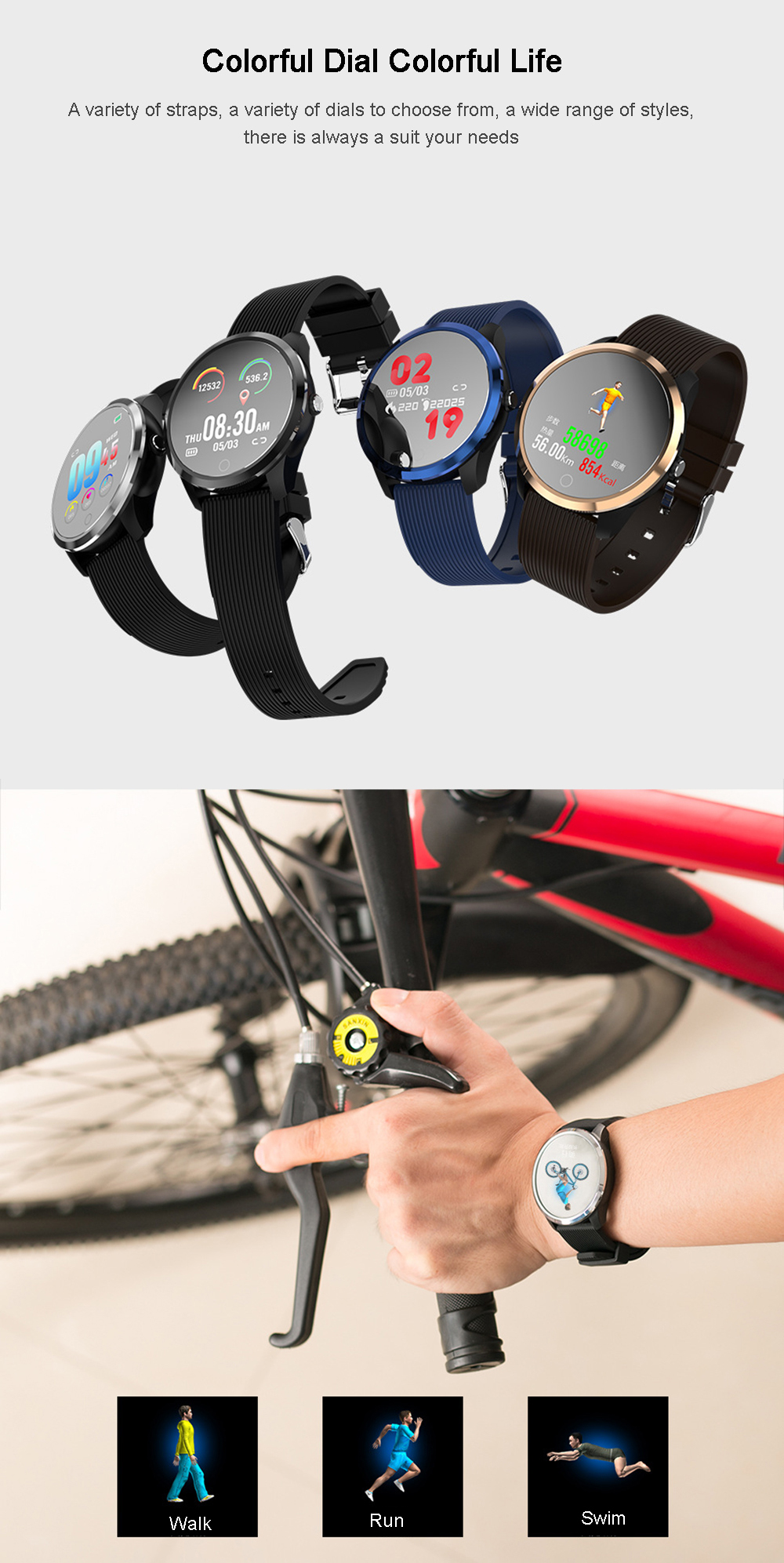 XANES® M01 1,3-дюймовый цветной экран Водонепроницаемы Smart Watch Find Phone Фитнес Спортивный браслет - фото 10