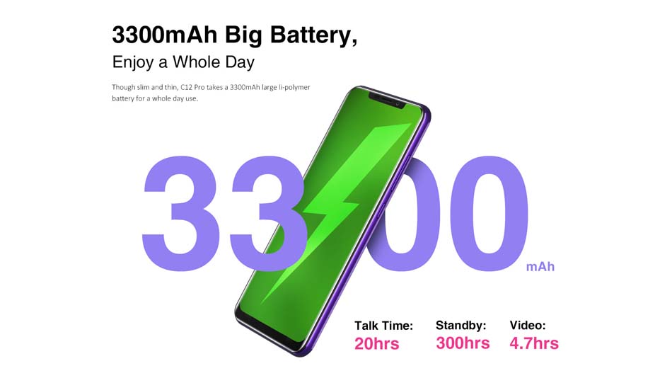 OUKITEL C12 Pro 6.18 Inch Android 8.1 3300mAh 2GB RAM 16GB ROM MT6739 1.3GHz Quad Core 4G Smartphone